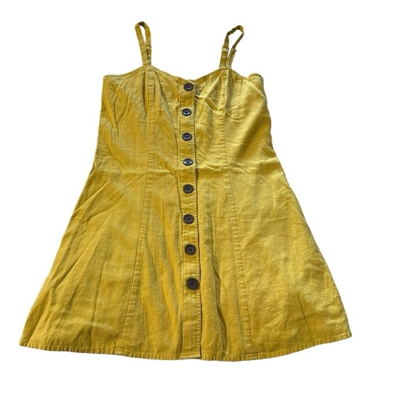 Express women's size XS mustard yellow sleeveless button down dress - Picture 1 of 4
